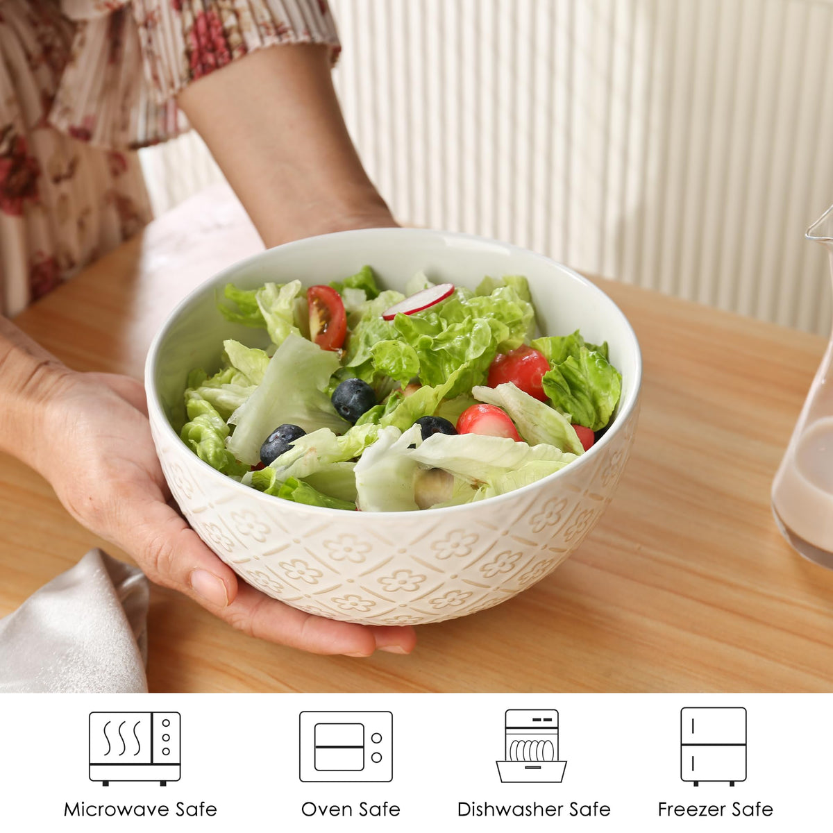 40 OZ Ceramic Bowls Set of 4, 6.7 Inch White O267590
