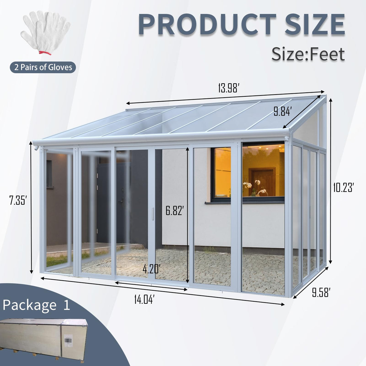 10x14 FT Wall Mounted Sunroom Kit B961865