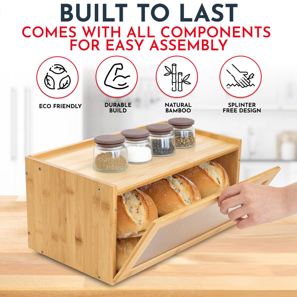 Bamboo Bread Box with Acrylic Window A5066