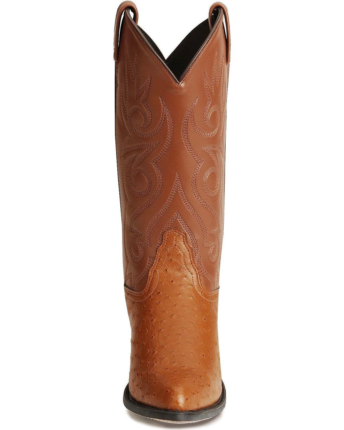 Cognac Ostrich Print Cowboy Boots Y581