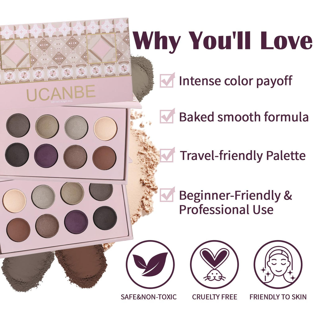 8 Color Nude Smokey Baked Matte Eyeshadow Palette M4325