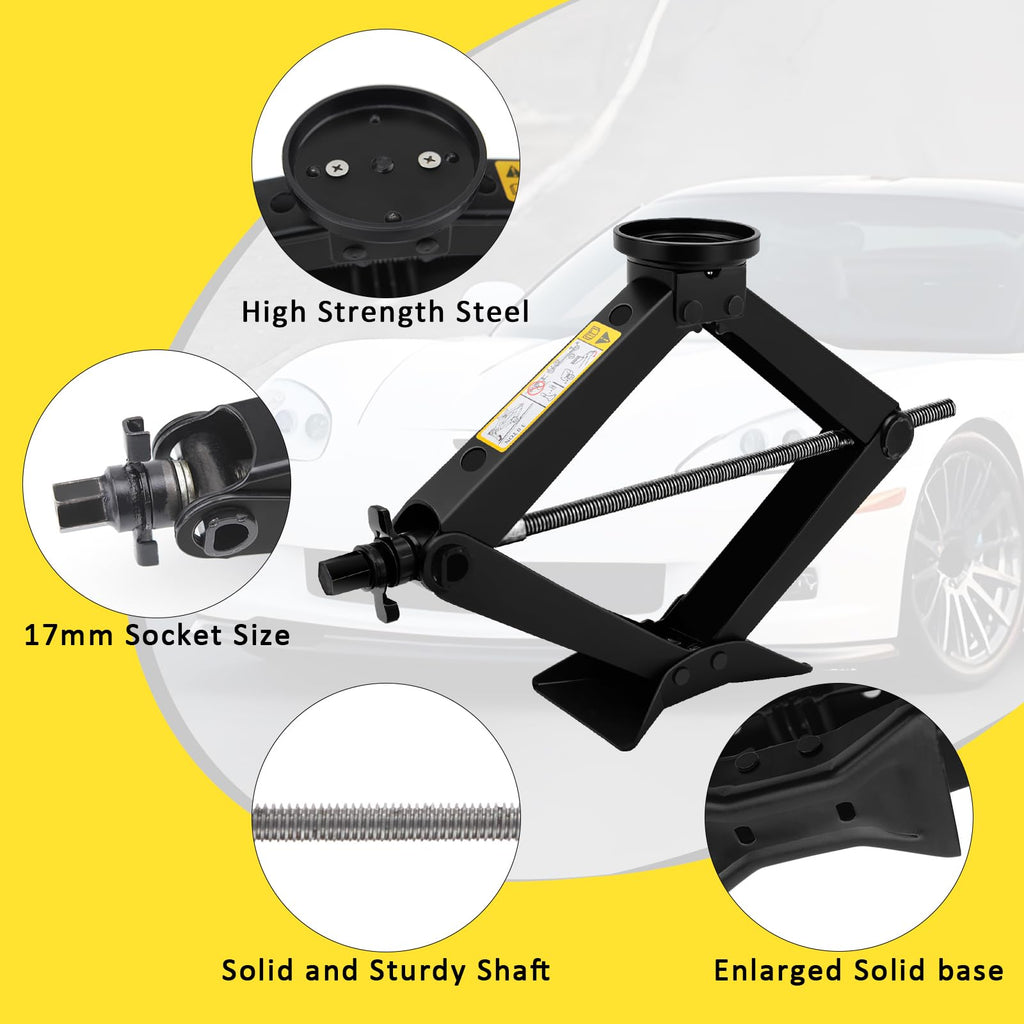 3-Ton Scissor Jack Kit with Rubber Jack Pad and L-Wrenches K40279