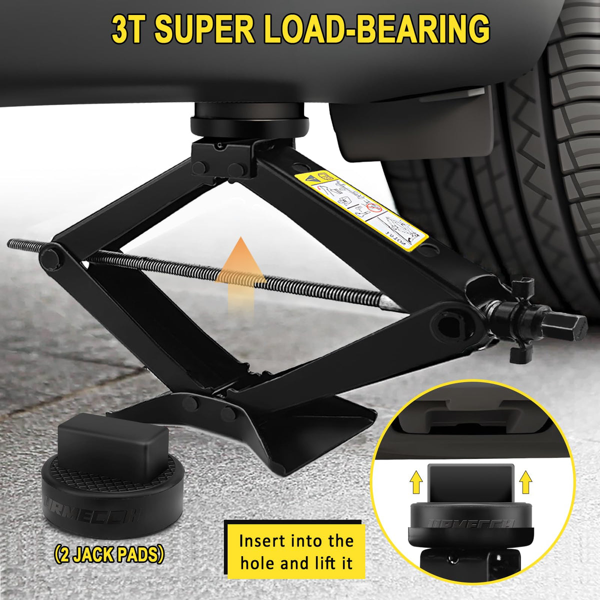 3-Ton Scissor Jack Kit with Rubber Jack Pad and L-Wrenches K40279