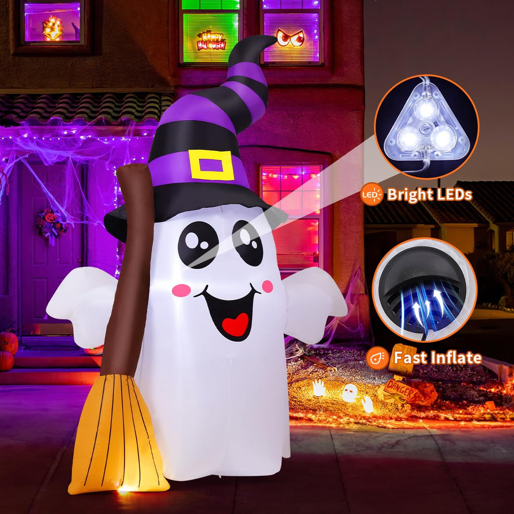 6.2 FT Halloween Inflatables Ghost with Built-in LEDs Z431