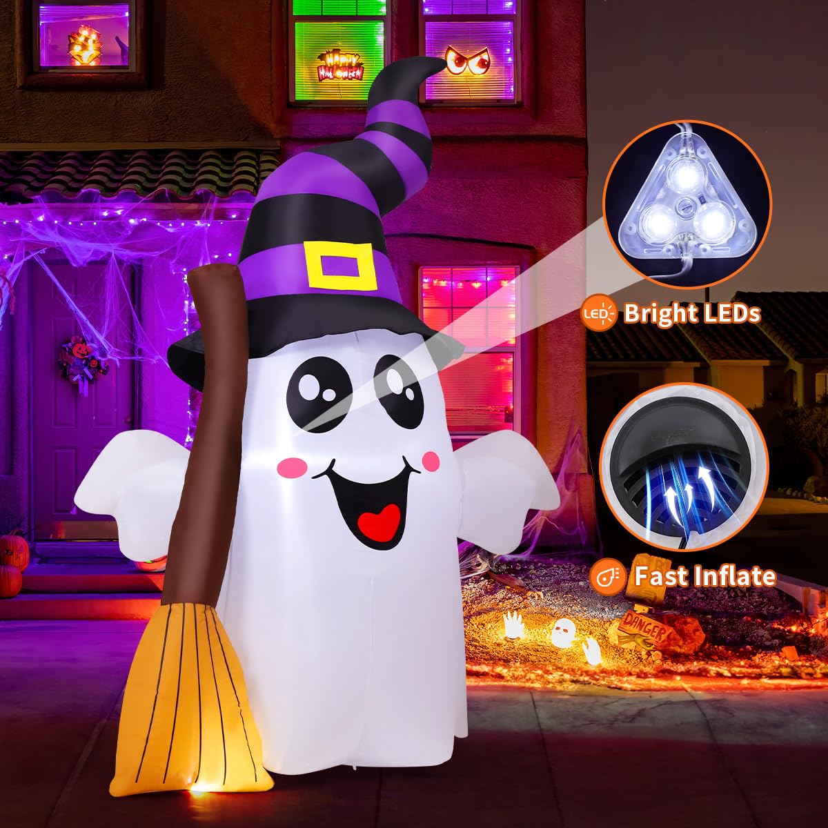 6.2 FT Halloween Inflatables Ghost with Built-in LEDs Z431