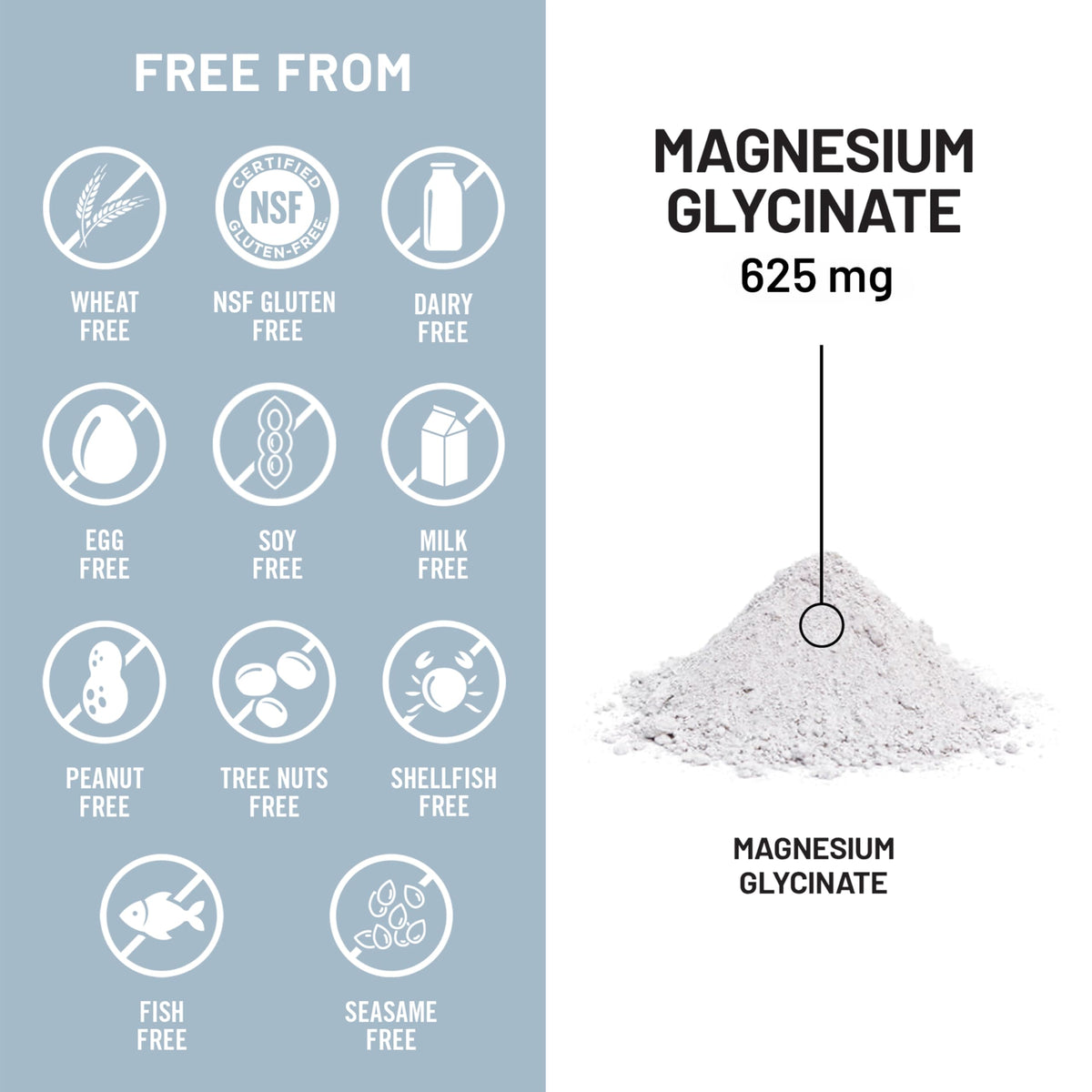 Magnesium Glycinate 625 mg Vegan 30 Capsules A76487