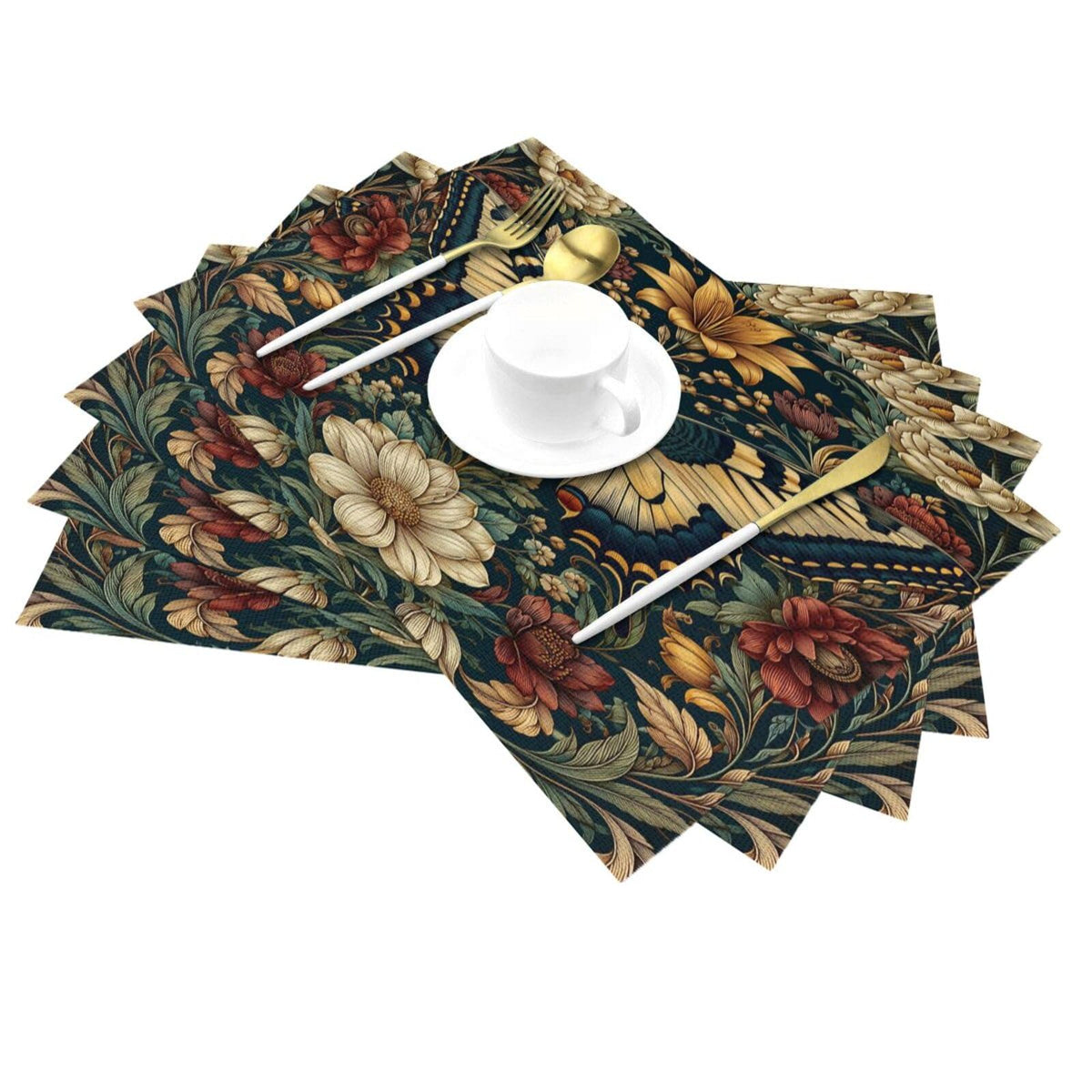 Vintage Butterfly Floral Woven Placemat 12X18 in U81206