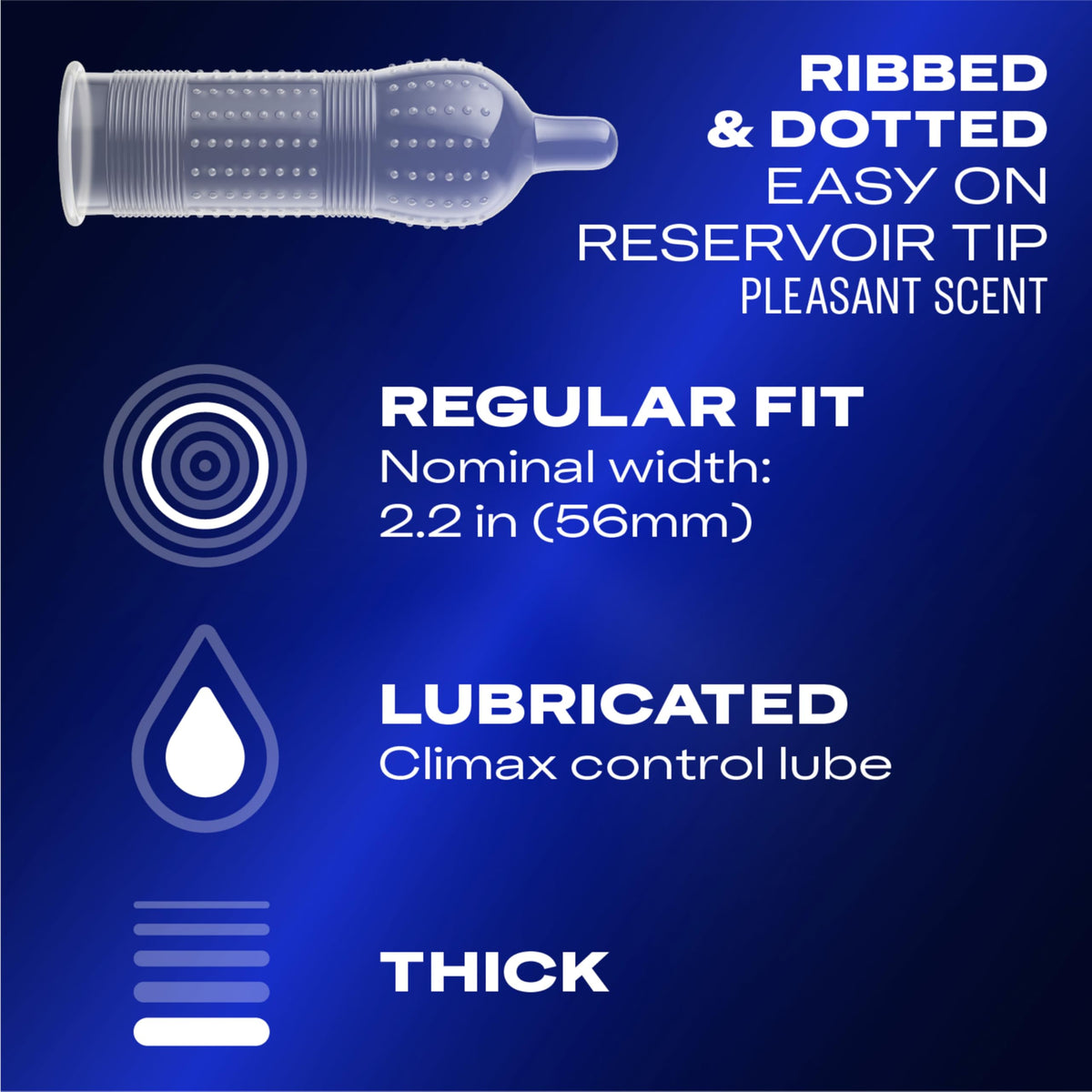 Ribbed Dotted Lubricated Latex Condoms, 3 Count A661