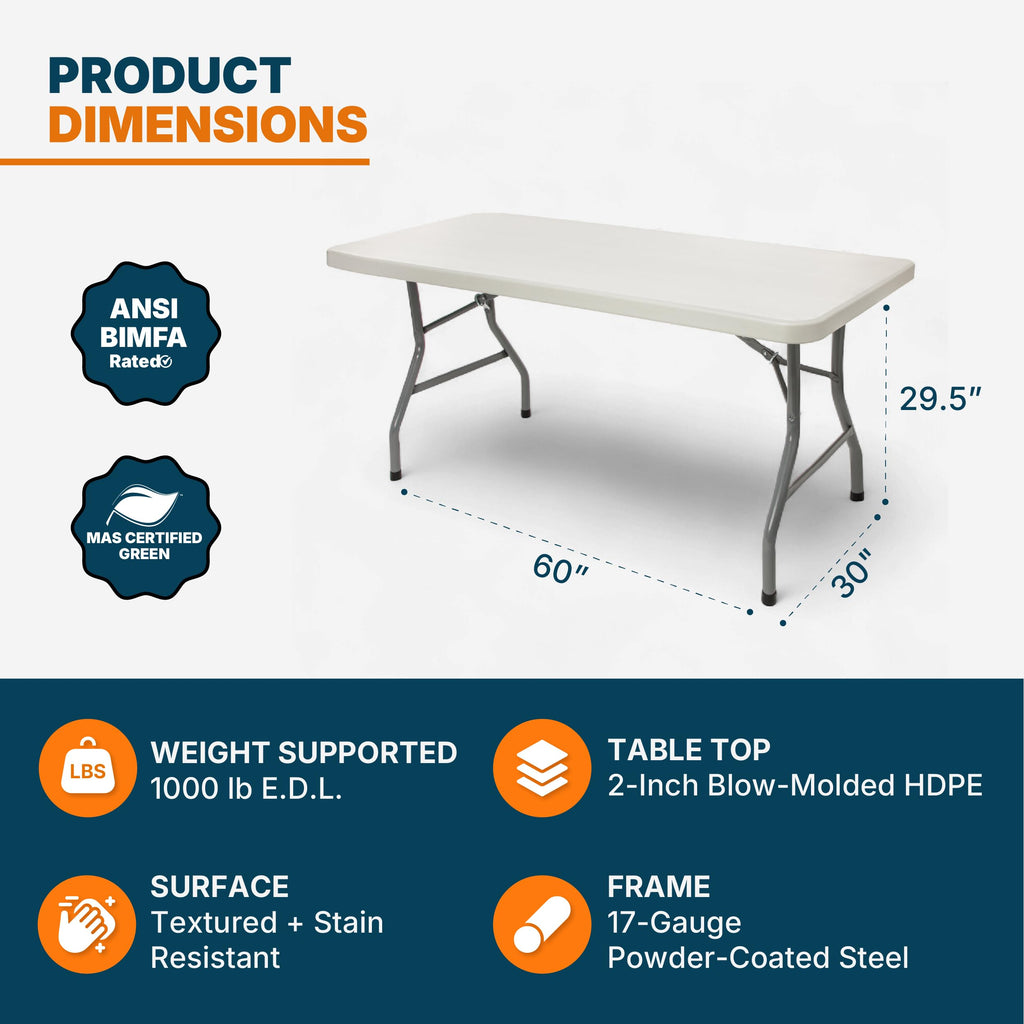 Rectangular Heavy-Duty Folding Table with Steel Frame O821250