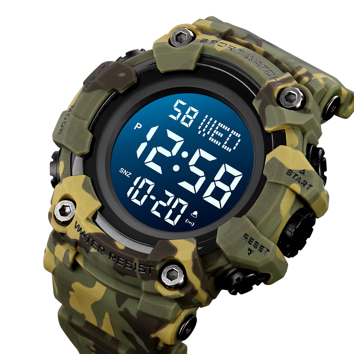 Men's Digital Military Sports Watch Large Face 50M Rubber LED U18606