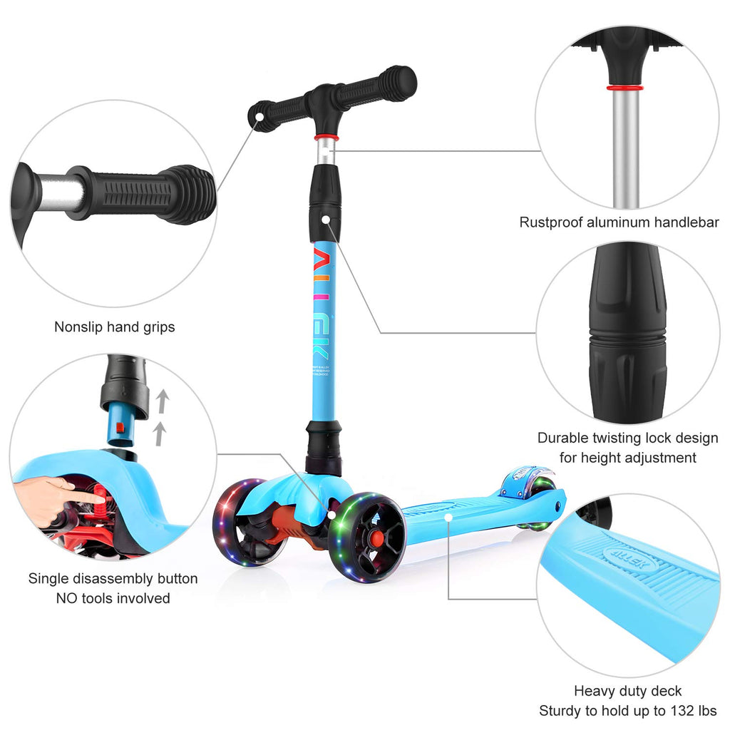 Kick Scooter with Light-Up Wheels and Adjustable Heights T476380