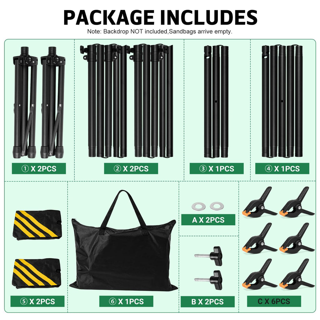 10x7.5 ft Adjustable T-Shape Backdrop Stand Kit D6174