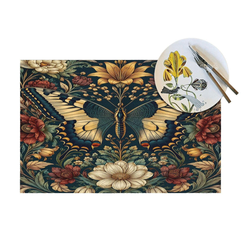 Vintage Butterfly Floral Woven Placemat 12X18 in U81206