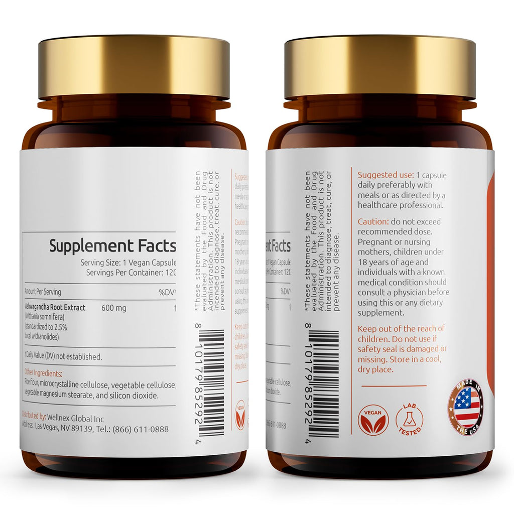 Ashwagandha Root Extract 600mg 120 Capsules M504066