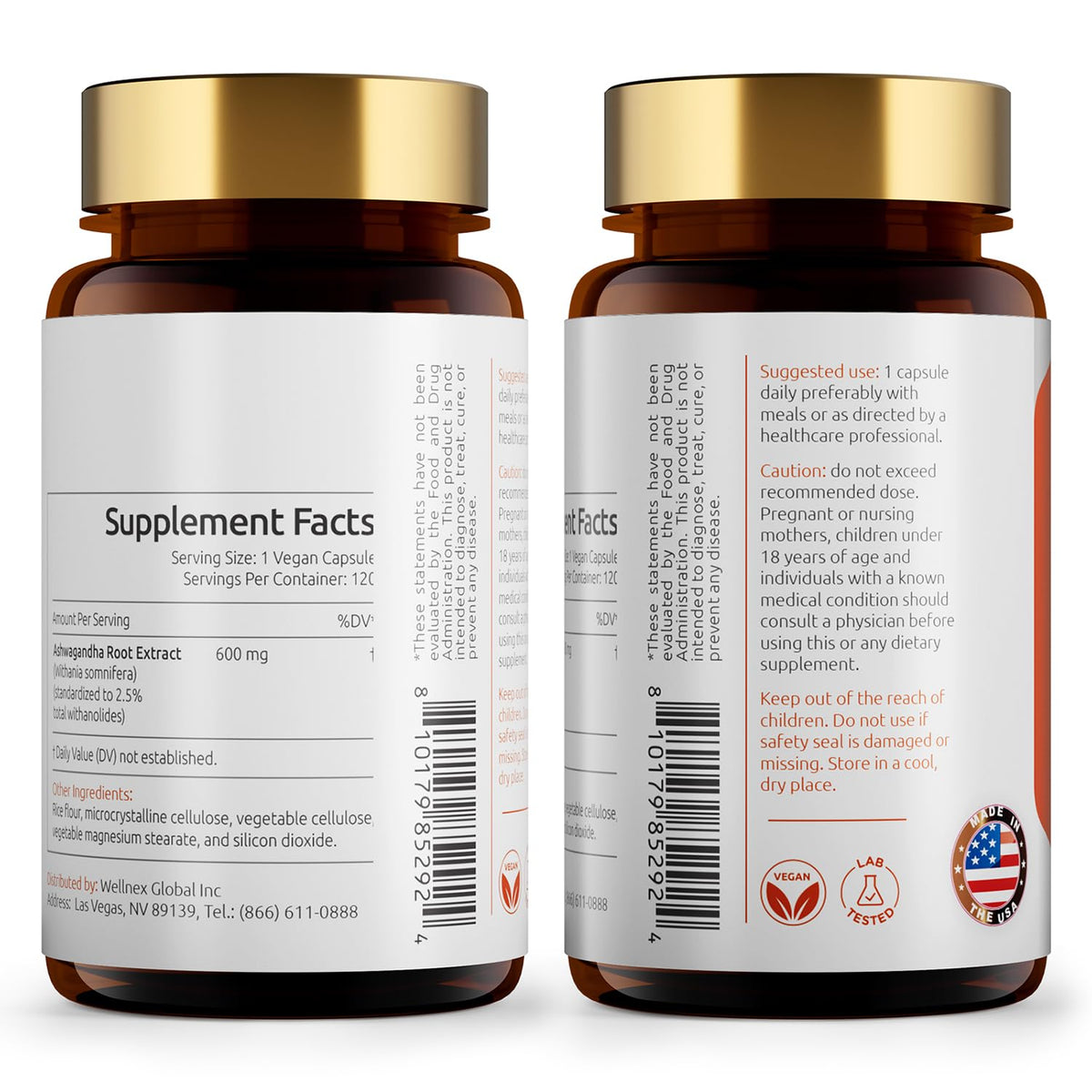 Ashwagandha Root Extract 600mg 120 Capsules M504066