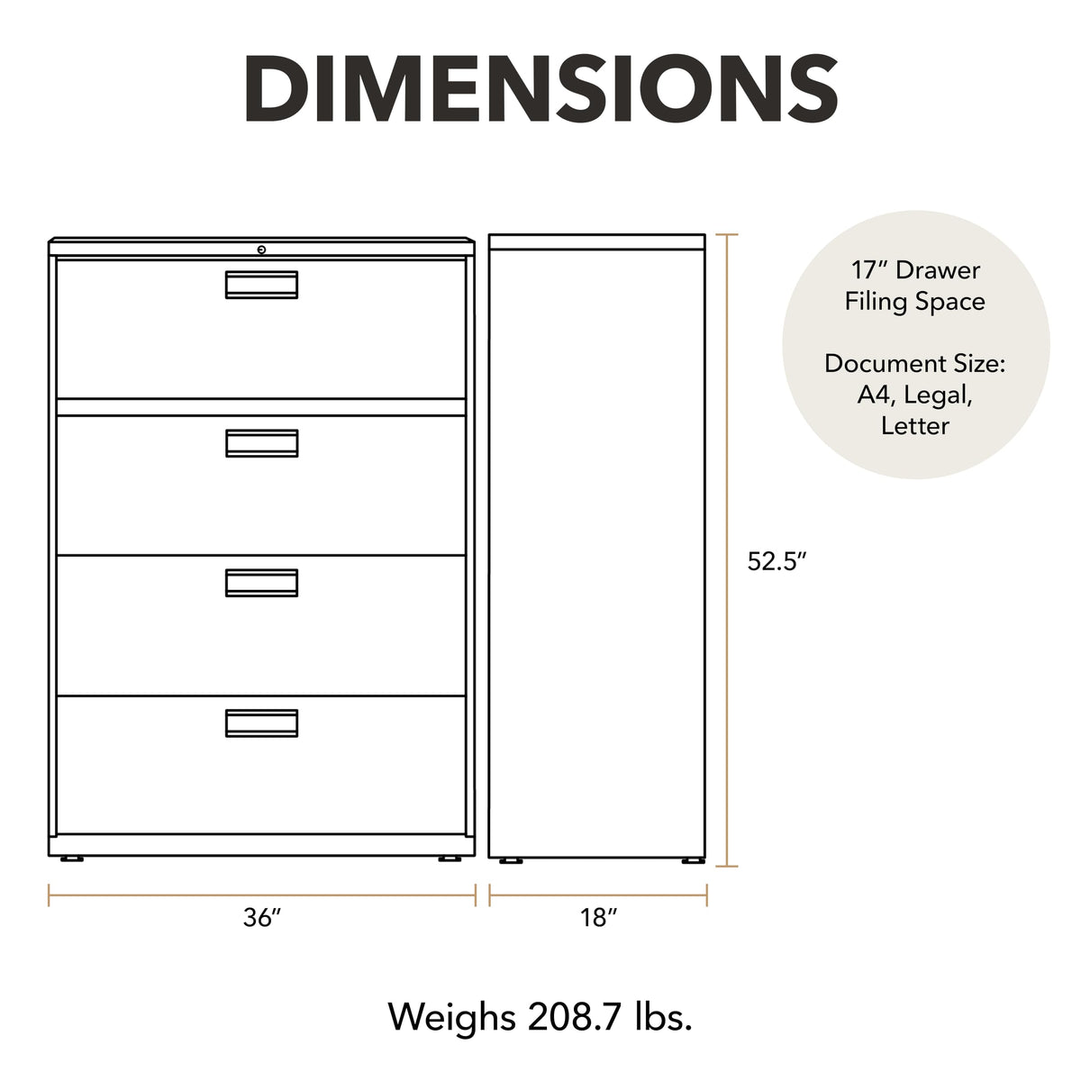 Black 4 Drawer File Cabinet H809792