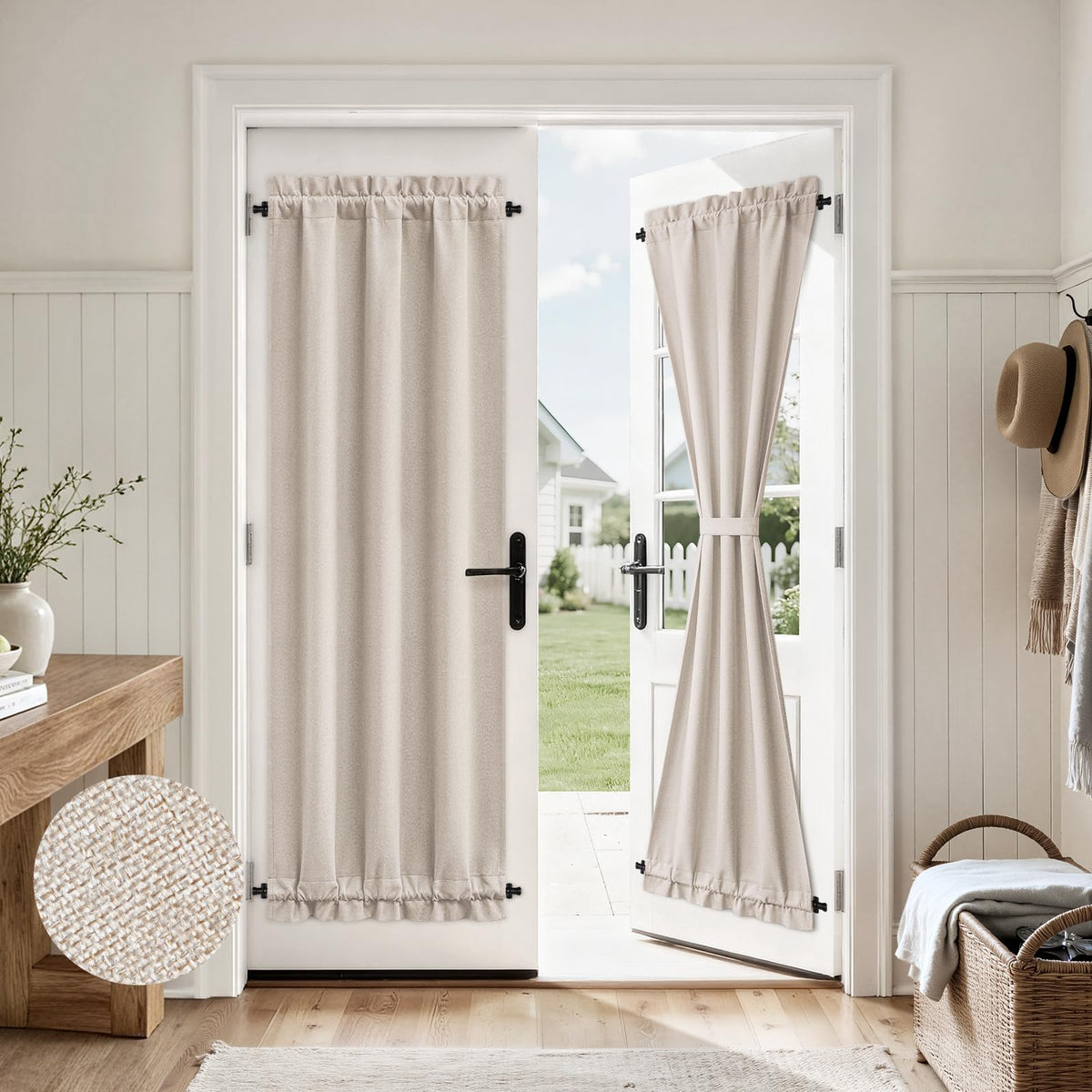 100% Blackout Linen Door Curtains 26x72 Inch H9314