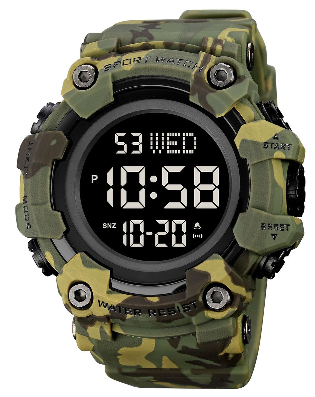 Men's Digital Military Sports Watch Large Face 50M Rubber LED U18606