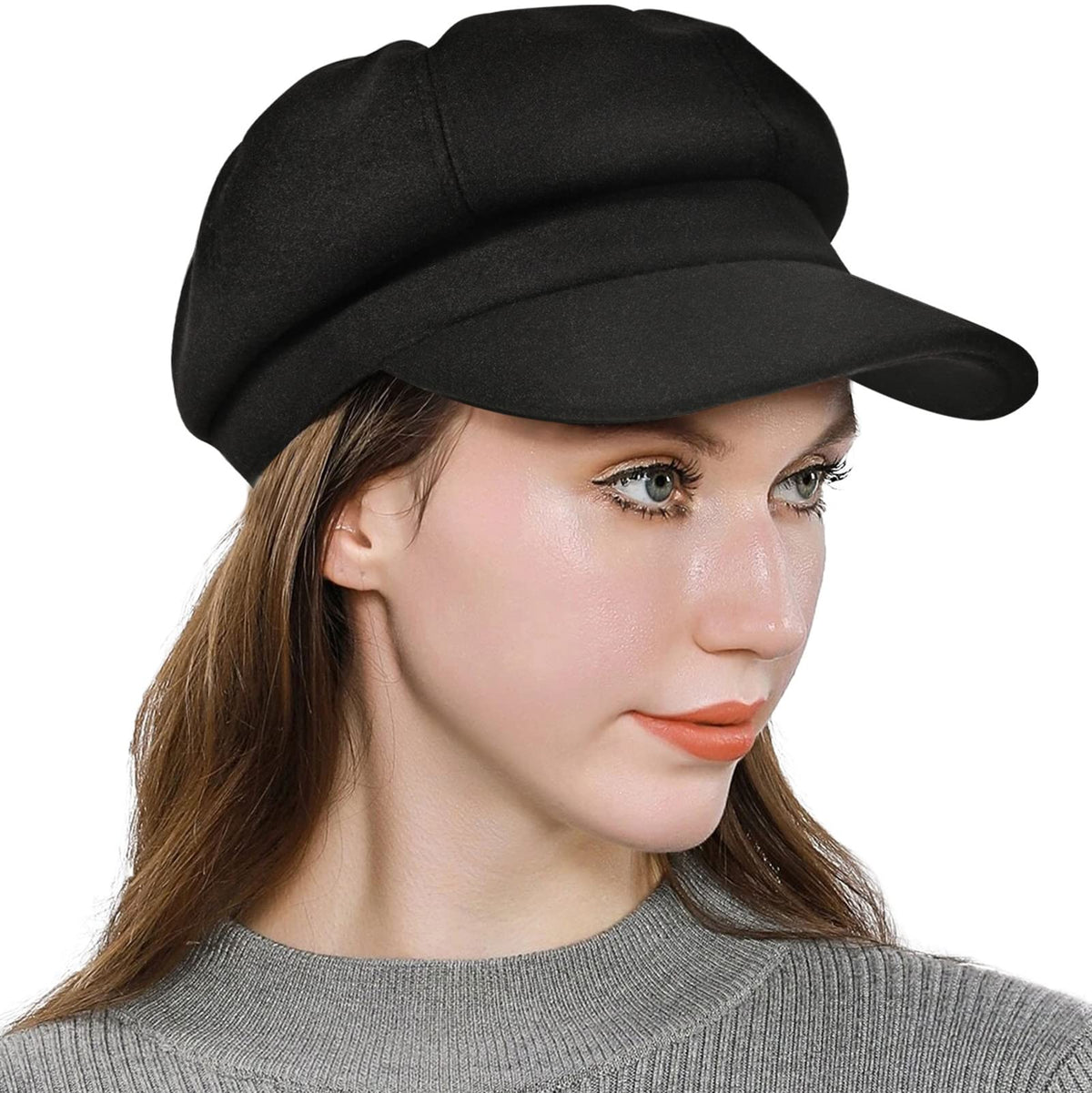 Wool Blend Newsboy Cap E6132