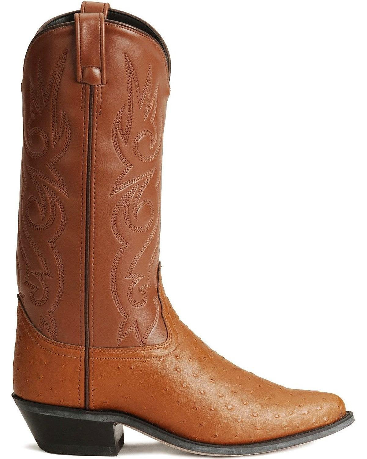 Cognac Ostrich Print Cowboy Boots Y581