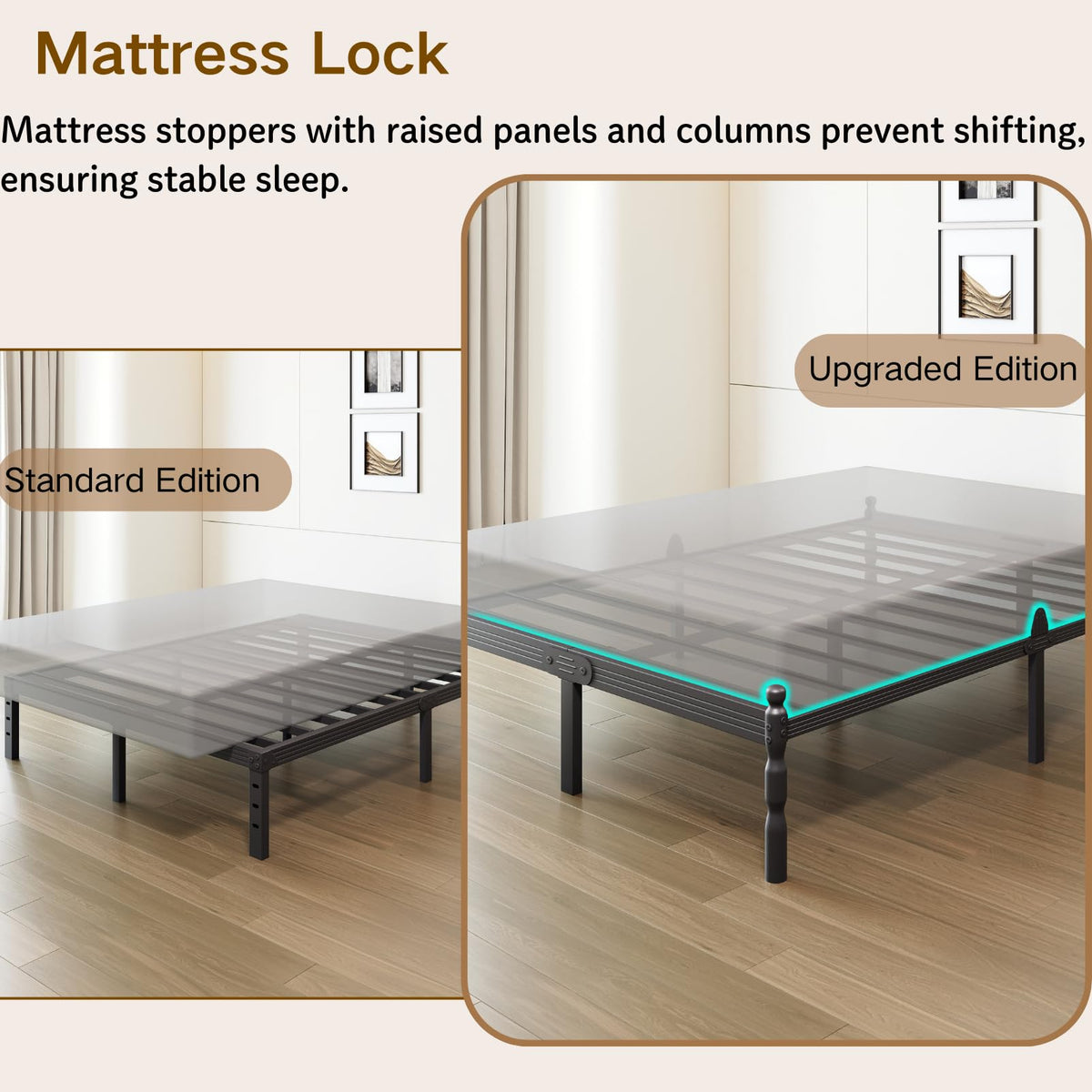 Queen Size Black Metal Bed Frame with Storage G64245