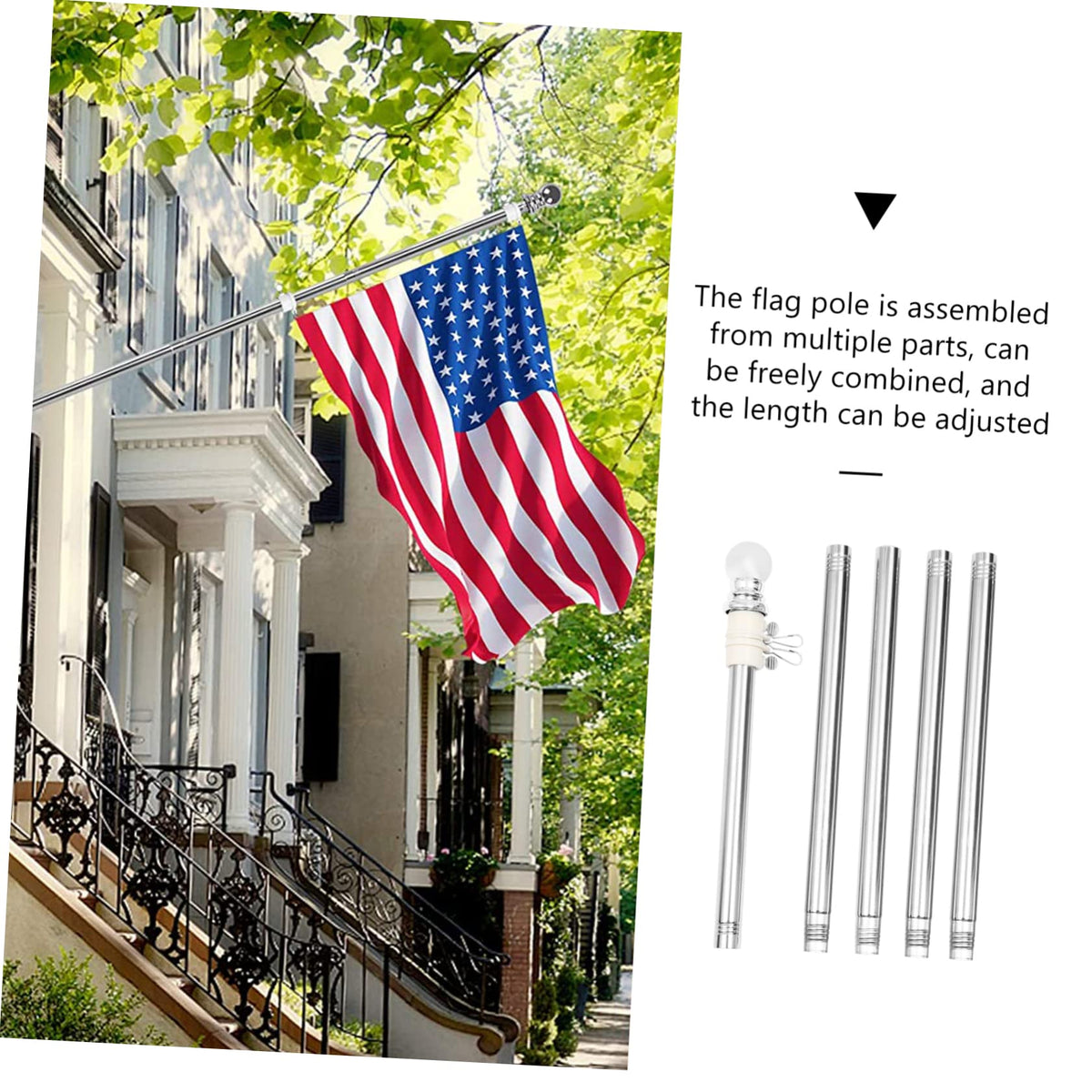 Stainless Steel 6 Foot Adjustable Wall Mount Flagpole Kit M1110