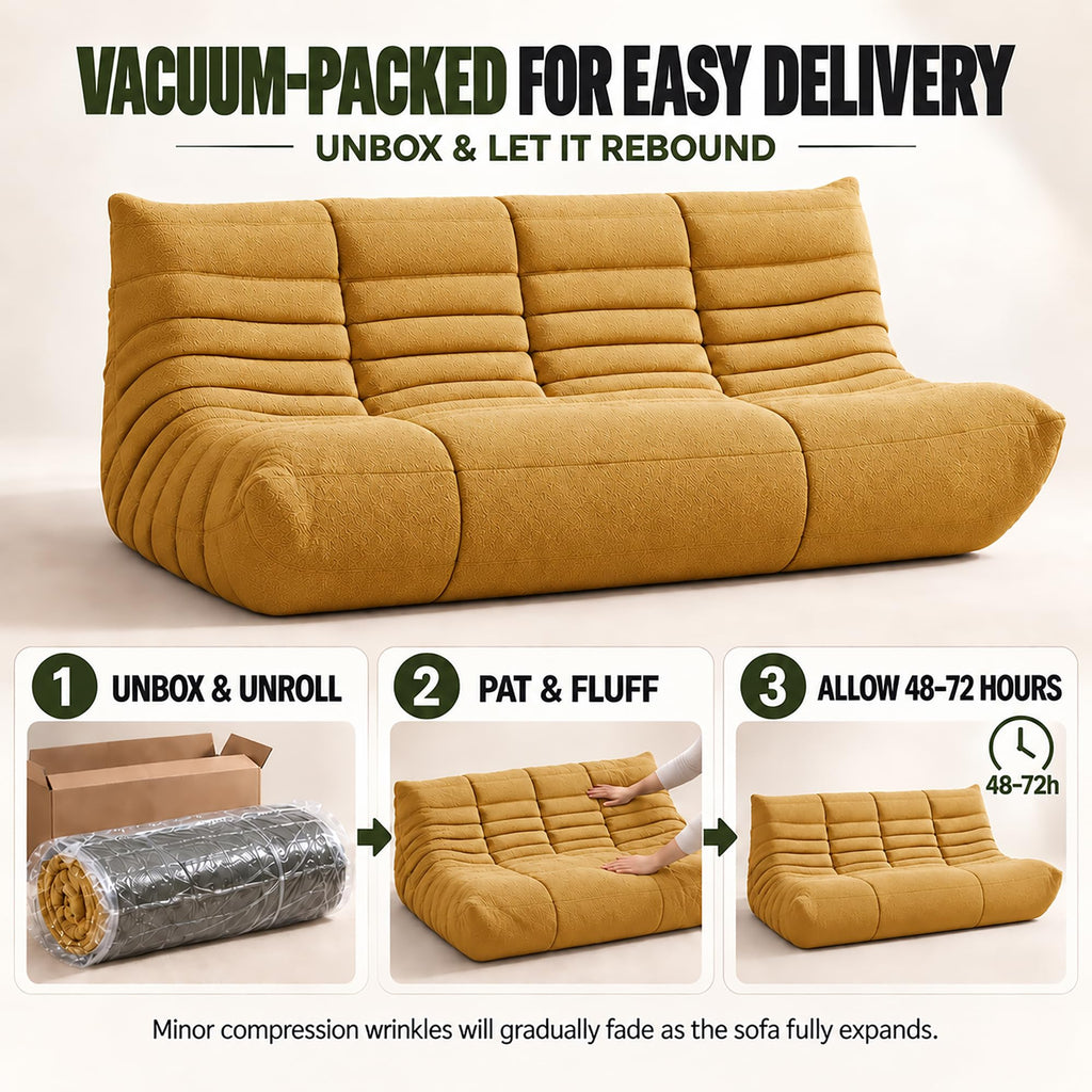 Yellow 3 Seater Bean Bag Sofa V5600