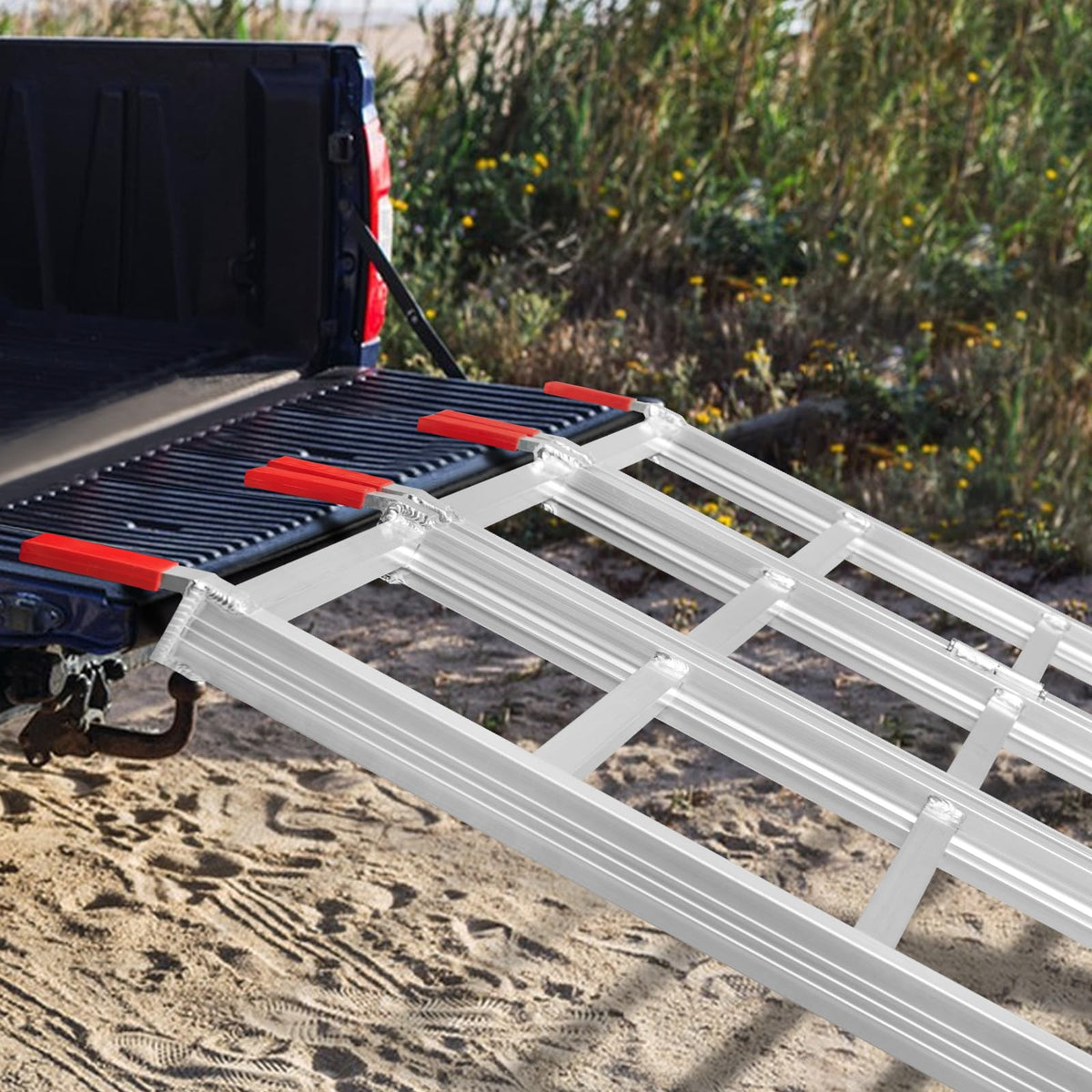 69" L x 50" W Tri-Fold Aluminum ATV Loading Ramp 1500lb Capacity Y589