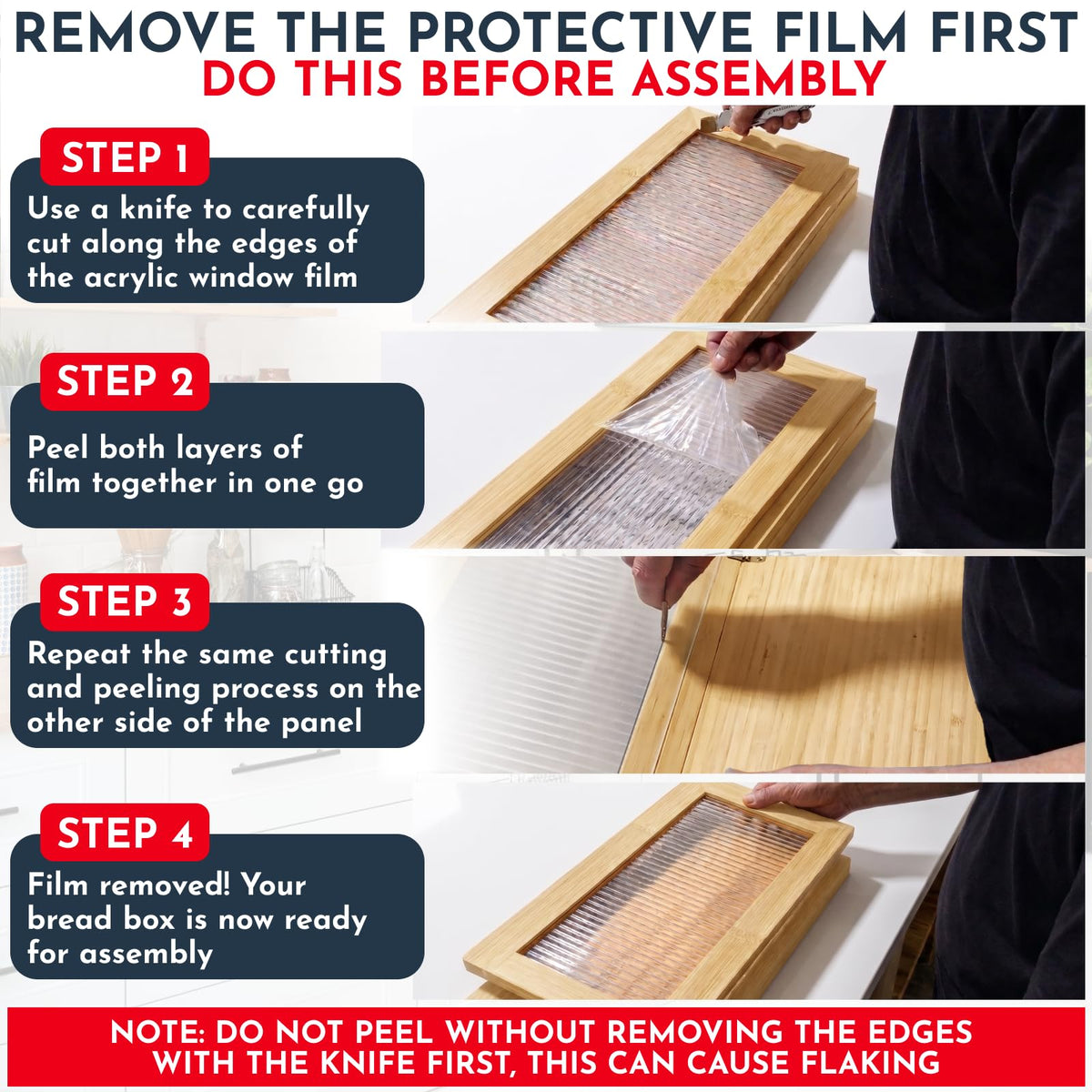 Bamboo Bread Box with Acrylic Window A5066