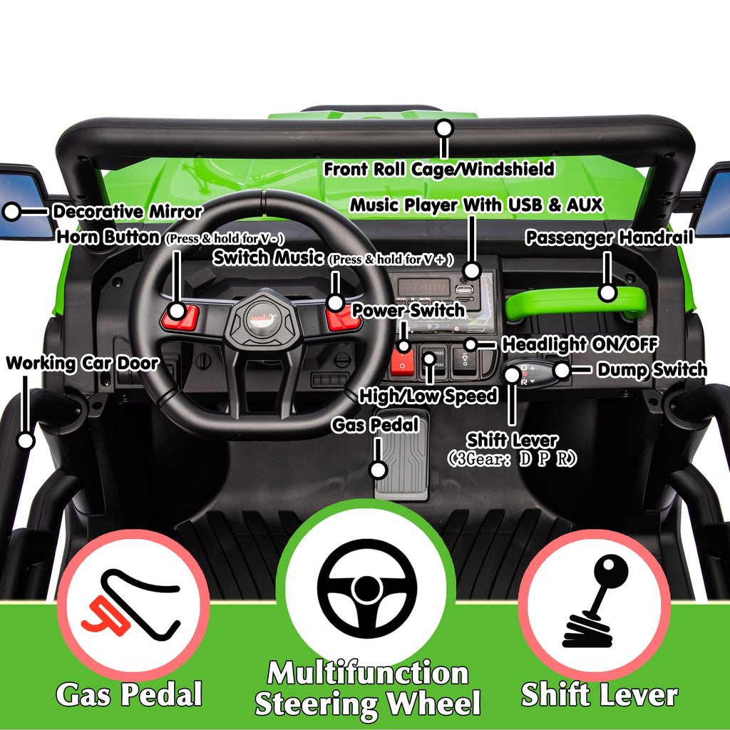 24V Kids Ride On Truck with Electric Dump Bed Q607148