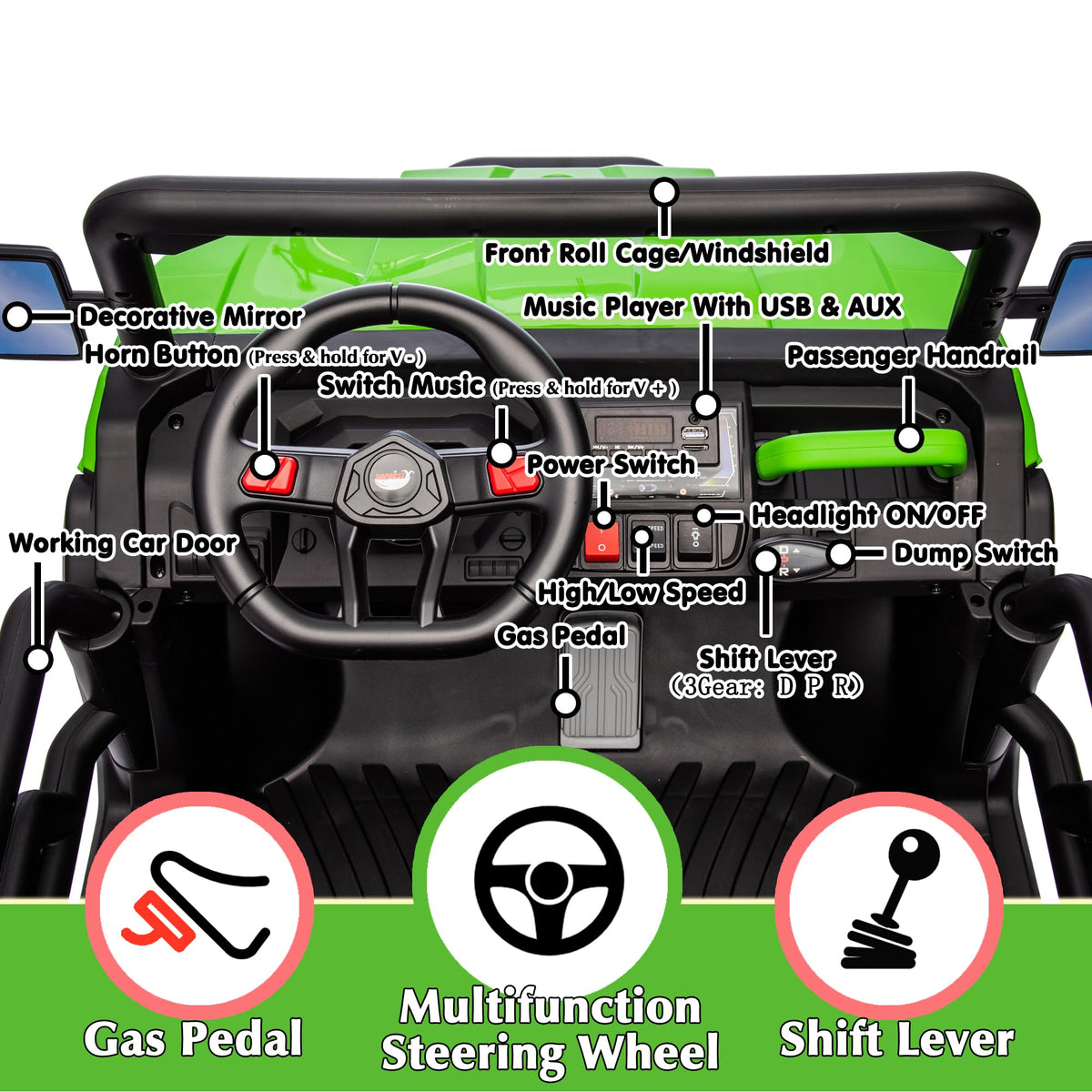 24V Kids Ride On Truck with Electric Dump Bed Q607148
