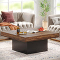 35.4-Inch Square Wood Coffee Table with LED Light L5593