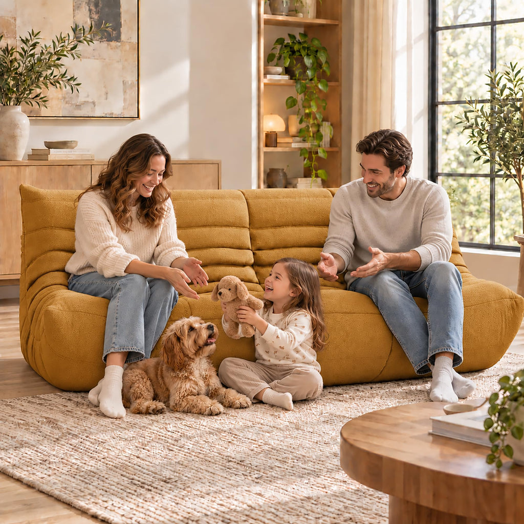 Yellow 3 Seater Bean Bag Sofa V5600
