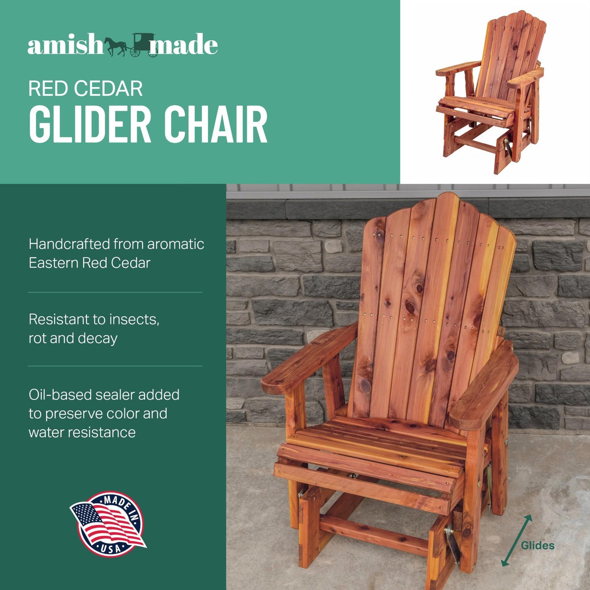Cedar Adirondack Glider V747