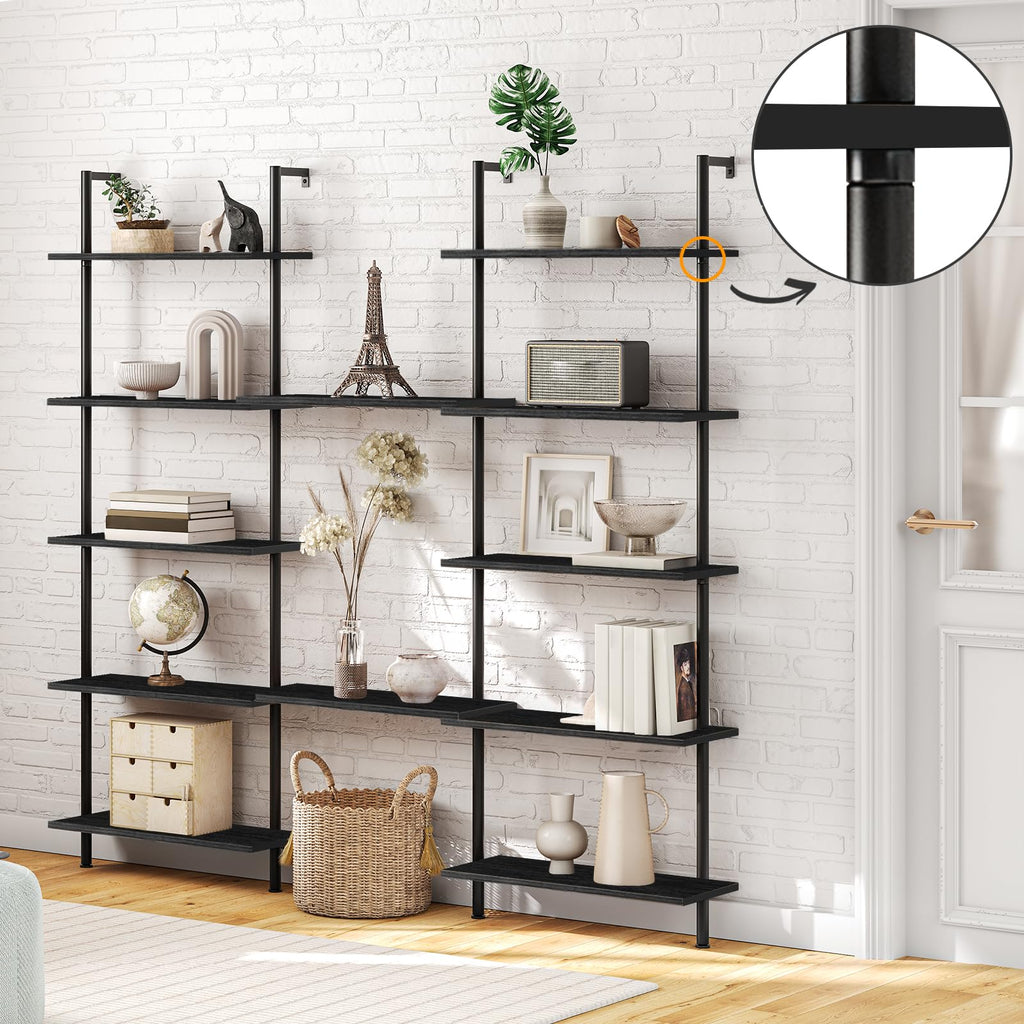 6-Tier Wall Mounted Wooden Ladder Shelf W404172