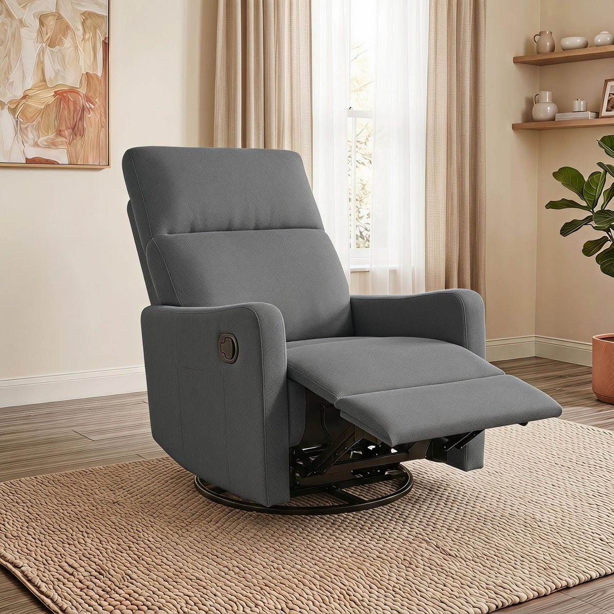 Gray Swivel Rocker Recliner Chair O2742