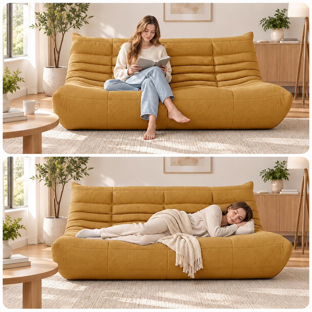 Yellow 3 Seater Bean Bag Sofa V5600