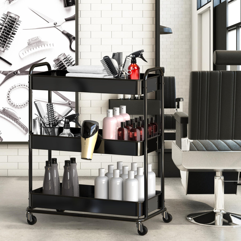 26" 3-Tier Metal Utility Cart, Black I827100