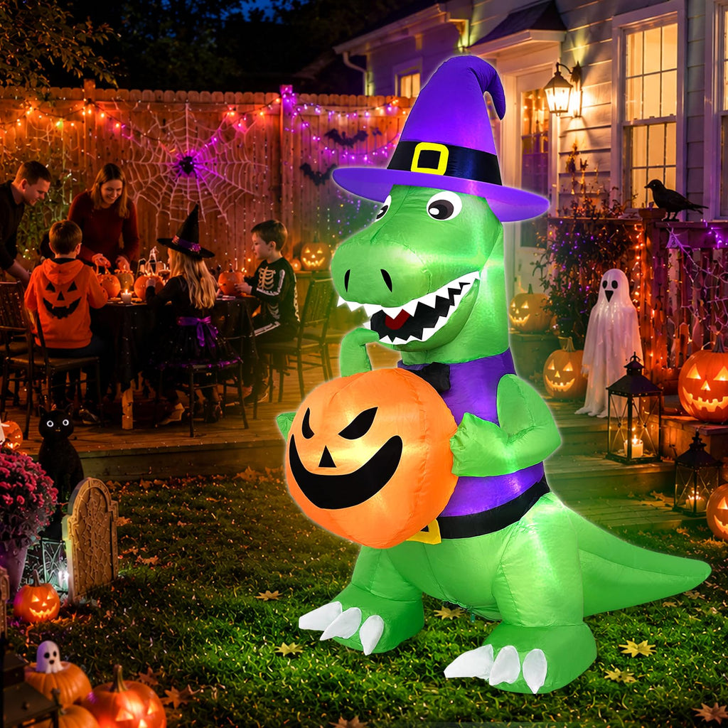 4 Ft Halloween Inflatables Witch Dinosaur A218611