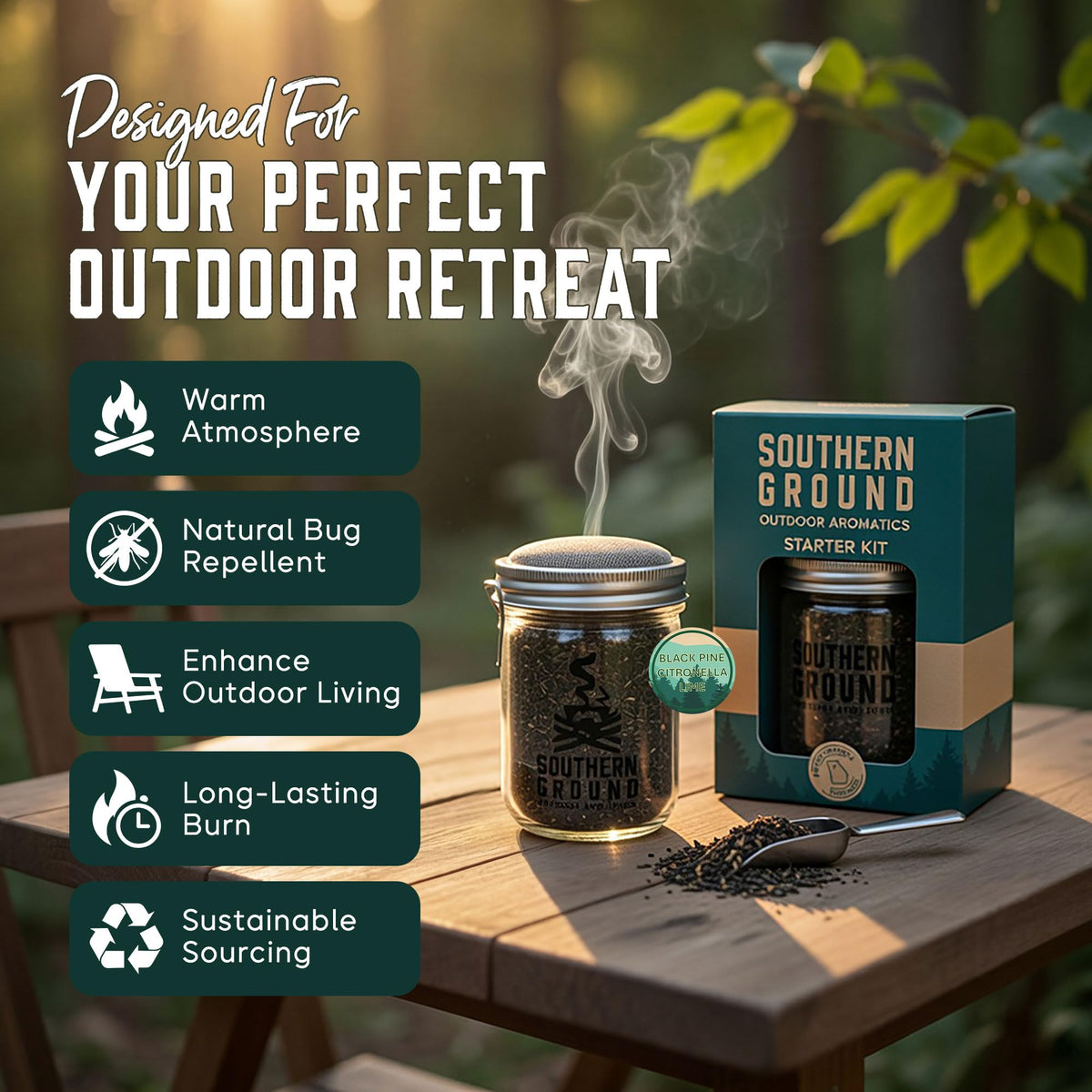 Natural Mosquito Repellent Outdoor Candle E650