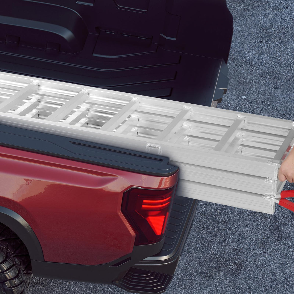 69" L x 50" W Tri-Fold Aluminum ATV Loading Ramp 1500lb Capacity Y589