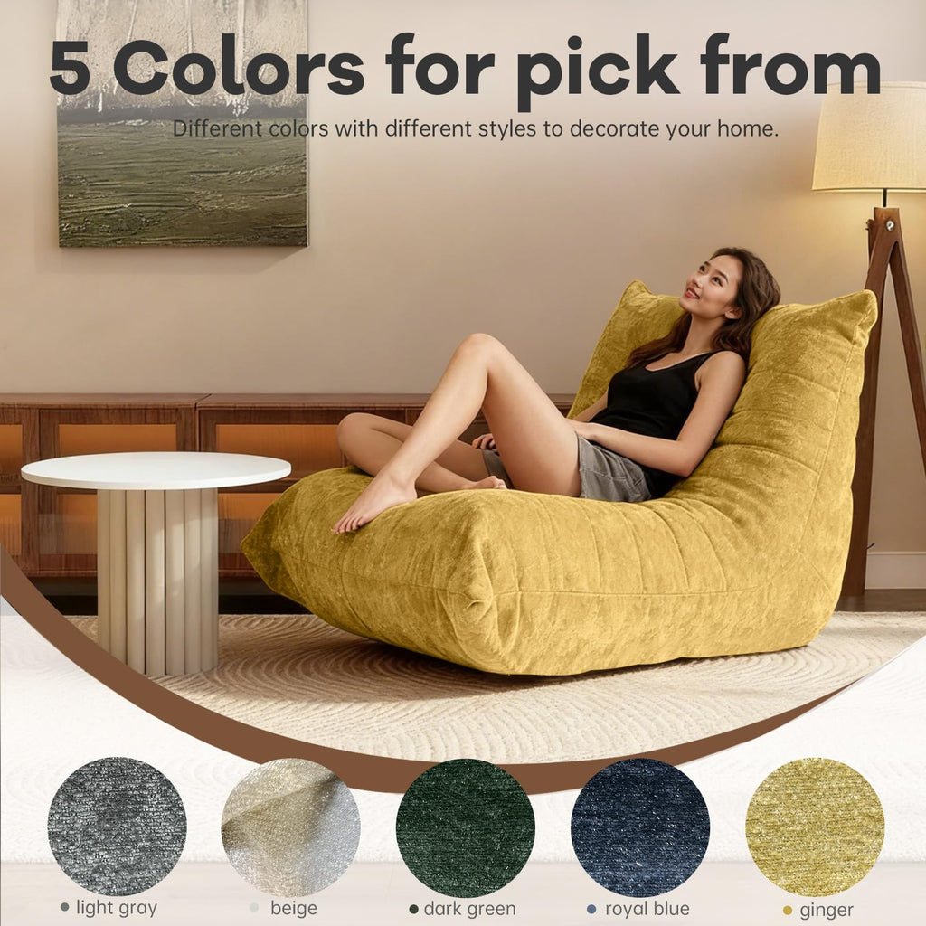 Yellow Memory Foam Bean Bag Chair L482154
