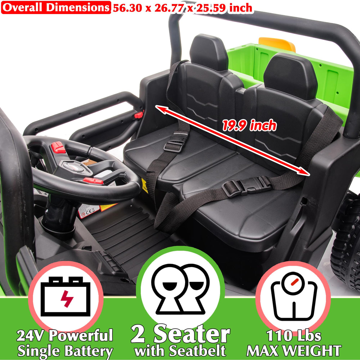 24V Kids Ride On Truck with Electric Dump Bed Q607148