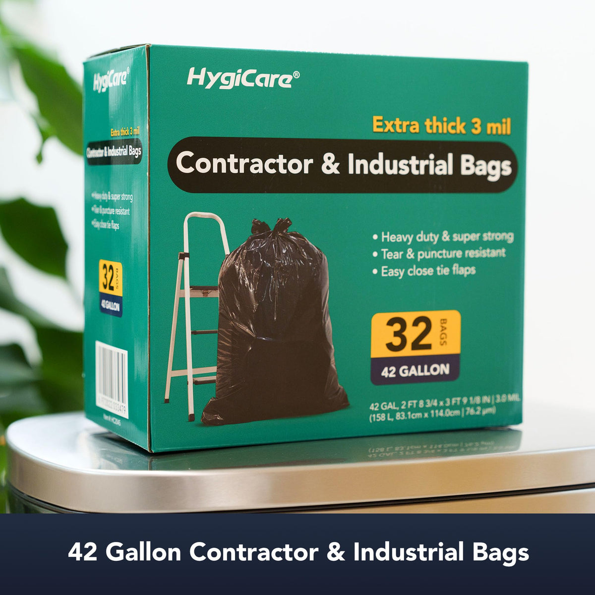 42 Gallon Extra Thick 3MIL Heavy Duty Bags with Tie Flaps, 32 Count T201624