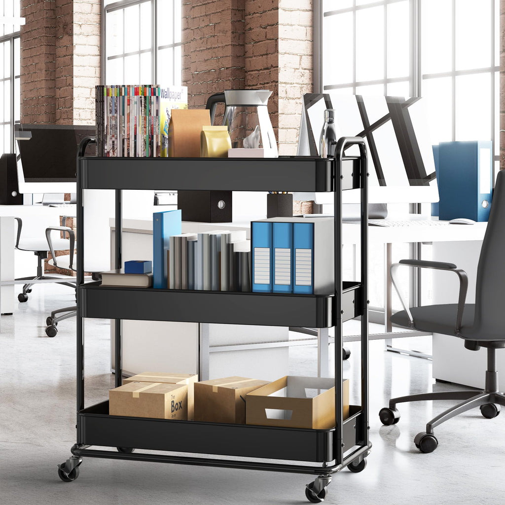 26" 3-Tier Metal Utility Cart, Black I827100