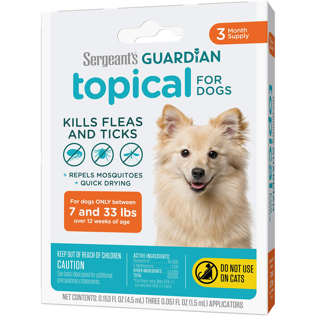 Flea & Tick Topical Dogs 7-33 lbs 3-Month O23195