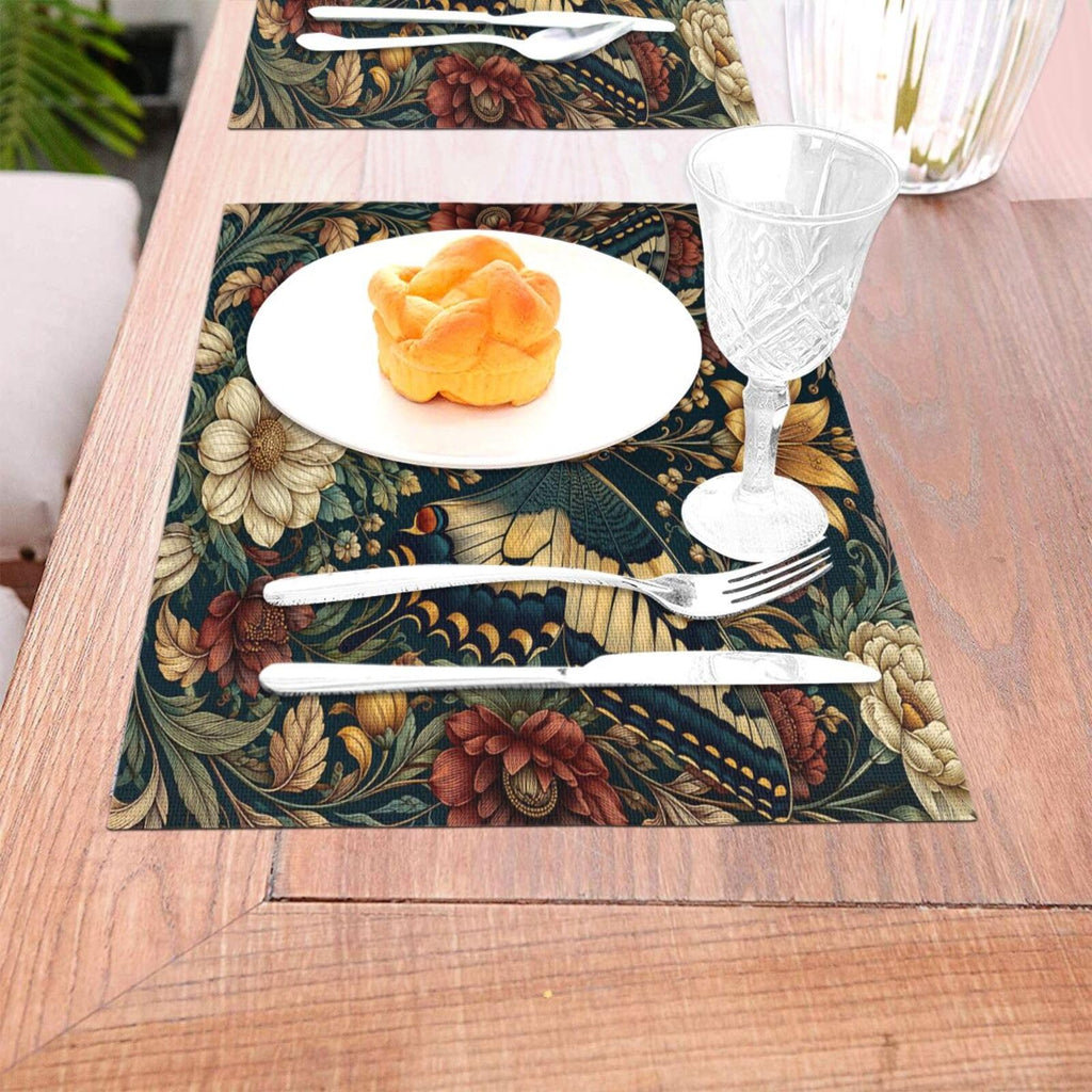 Vintage Butterfly Floral Woven Placemat 12X18 in U81206