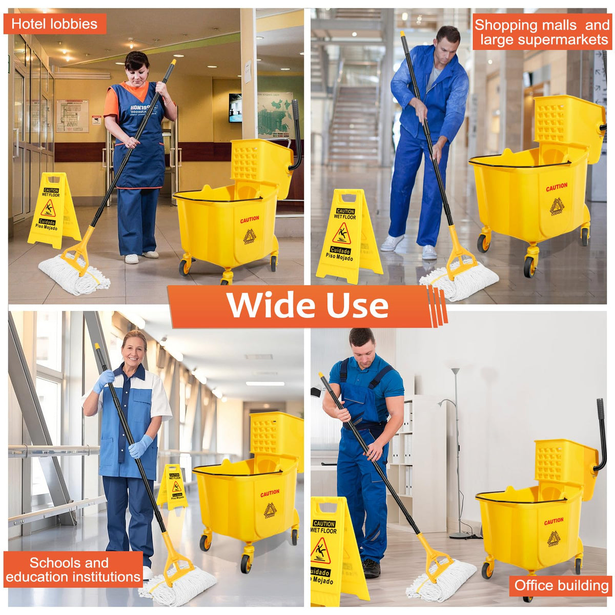 35 Qt Mop Bucket with Side Press Wringer on Wheels S915225