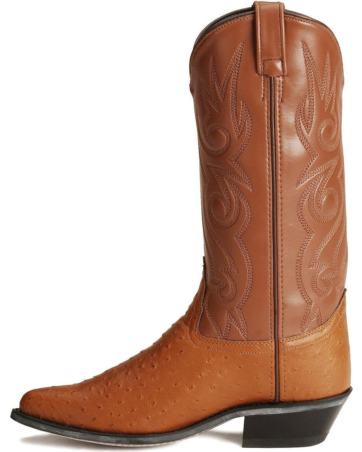 Cognac Ostrich Print Cowboy Boots Y581