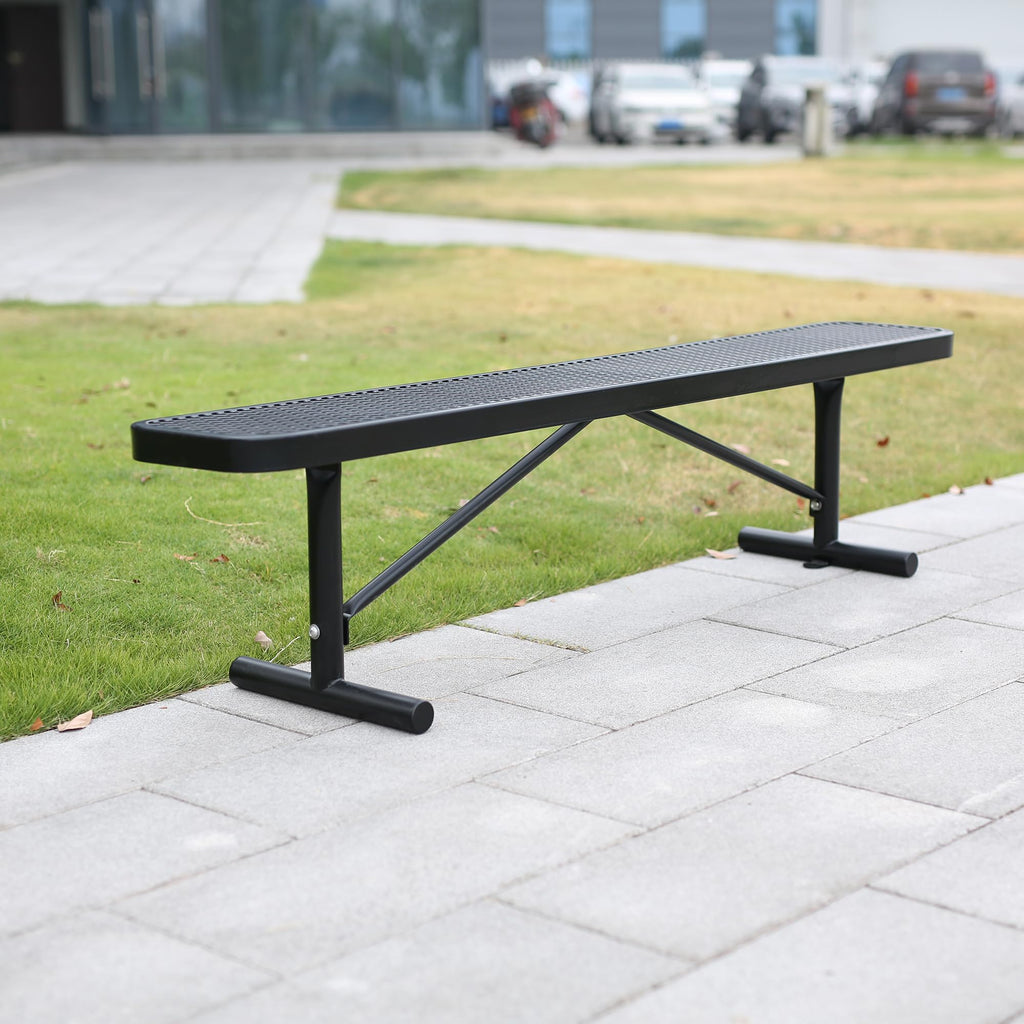 6 Feet Heavy Duty Metal Park Bench with Portable Frame, Black R1031